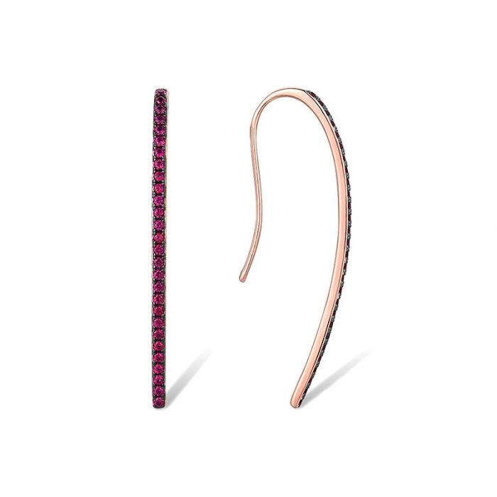 ubinstråle Lange Øredobber med rubiner og forgylt sølv – slanke øredobber med sofistikert form som løfter enhver stil med en glødende touch av rubin rød