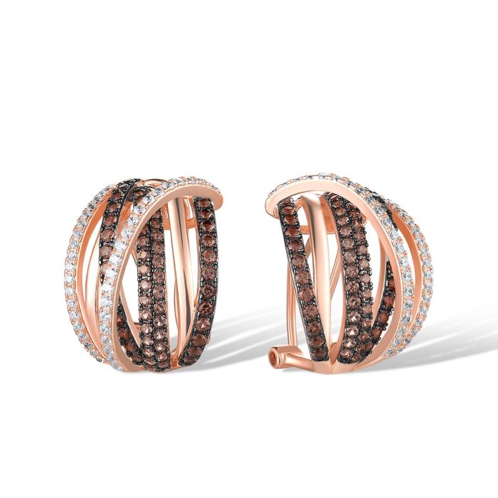 Forgylte øredobber i 925 sølv med nano spineller og cubic zirkonia – tidløst design med vakker glans.